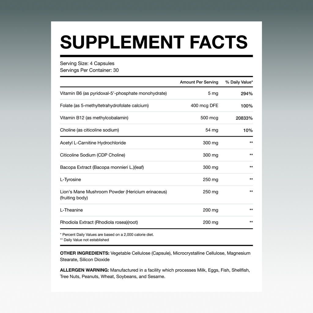 Era Vanta supplement facts panel